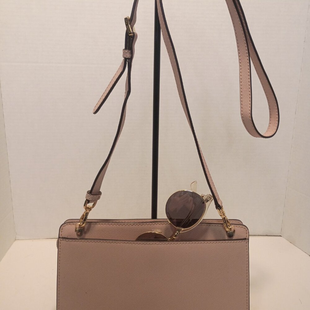 NWT MICHAEL KORS Jet Set Soft Pink Saffiano Leather Convertible Clutch-Crossbody - Picture 4 of 13